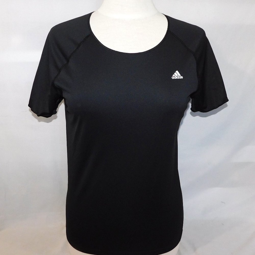 Adidas Black  laser Cut Back Short Sleeve Activewear T Shirt Womens M